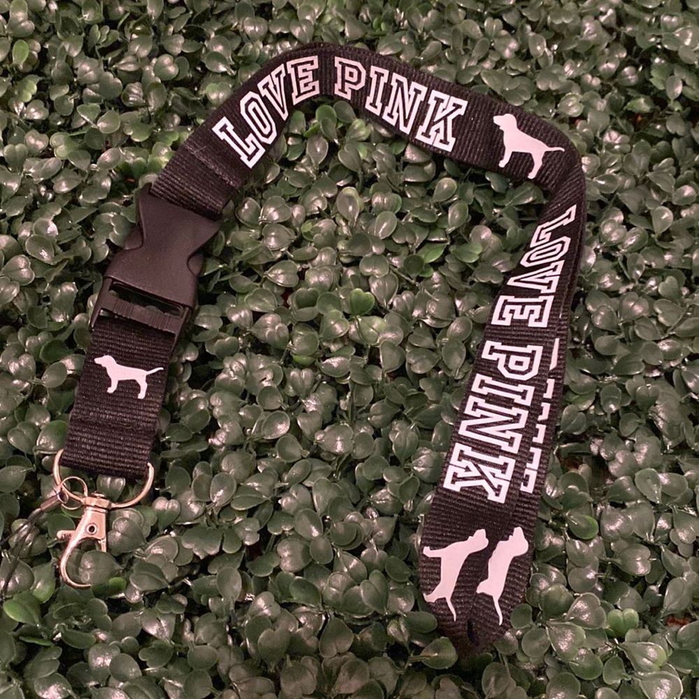 Love Pink Detachable Lanyard Black & White